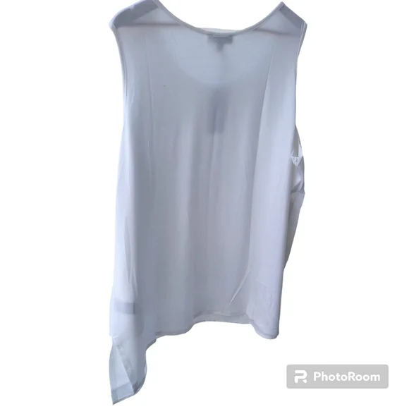 NWT Diane Gilman DG2 Size 2X White Sleeveless Flowy Layered Blouse - Picture 8 of 16